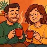 couple qui boit du rooibos dans une ambiance cosy